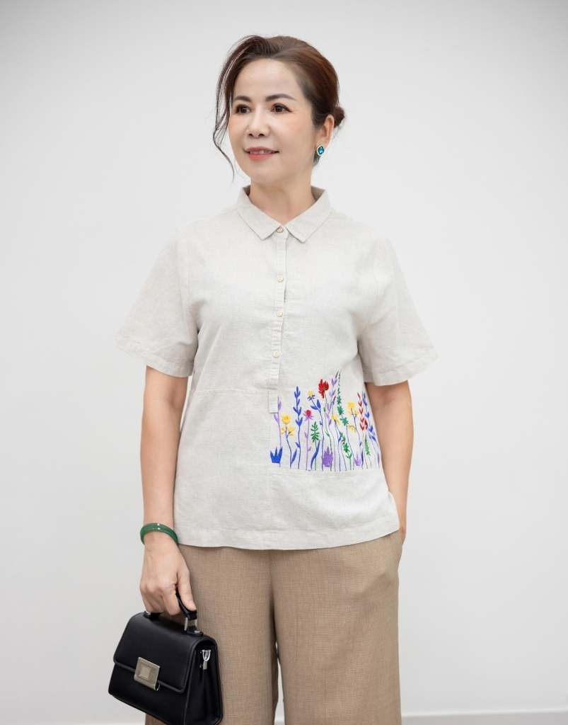 Áo Sơ Mi Thêu Vải Linen Swanlake - A11096LW05