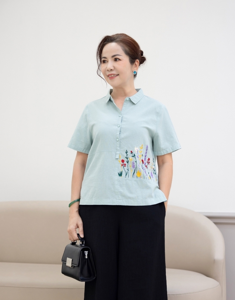 Áo Sơ Mi Thêu Vải Linen Swanlake - A11096LW05