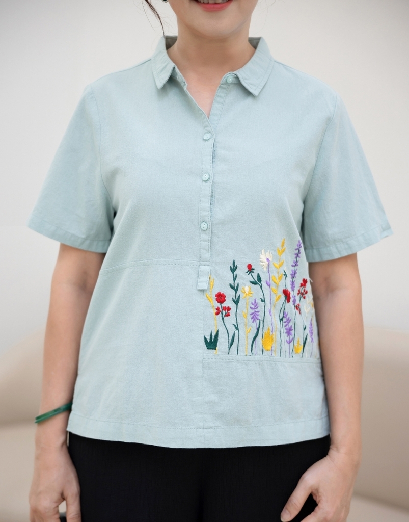Áo Sơ Mi Thêu Vải Linen Swanlake - A11096LW05