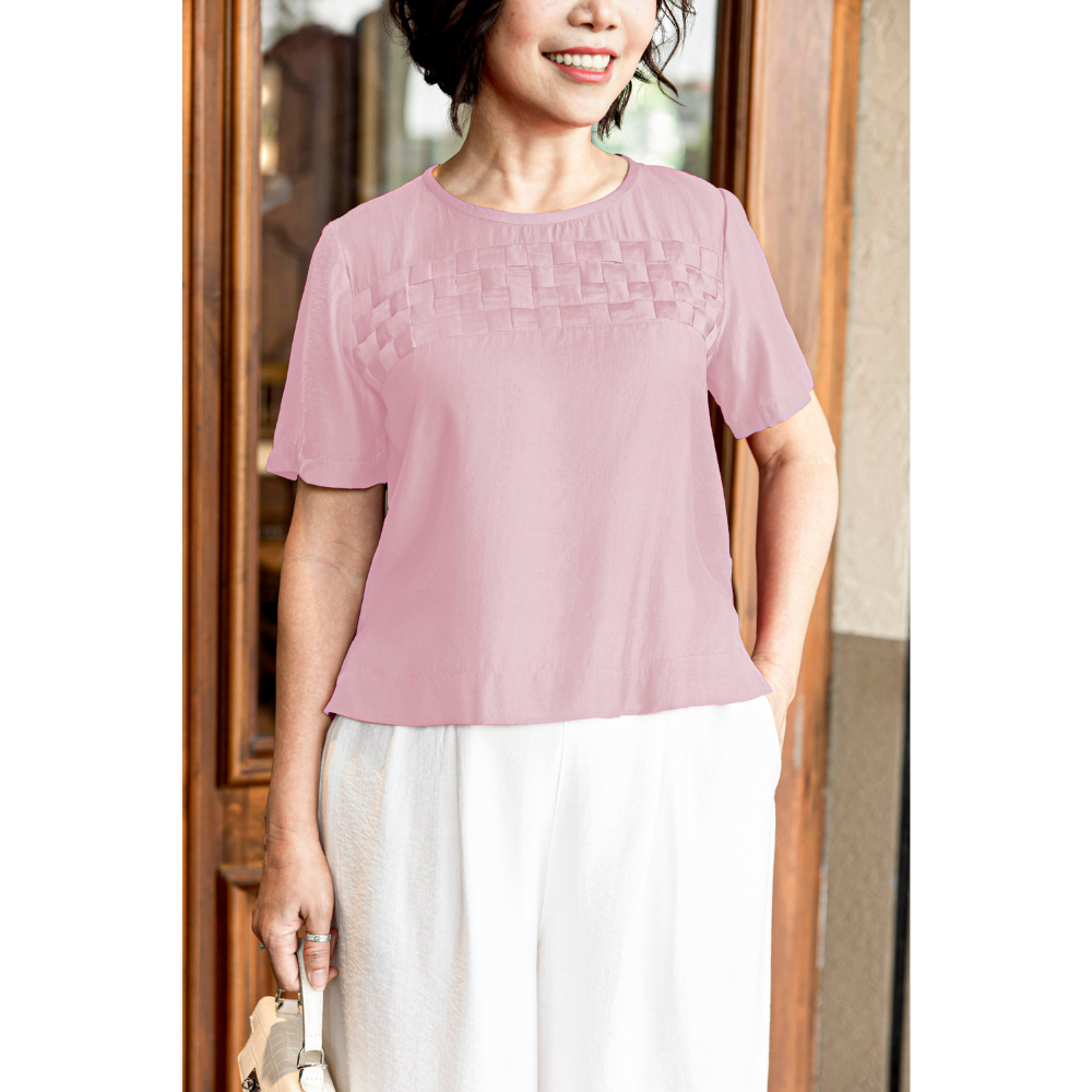 M COLLECTION | Áo Trung Niên Tặng Mẹ Mặc Hằng Ngày Ô Đan Dây Tơ Xốp A11471LW01