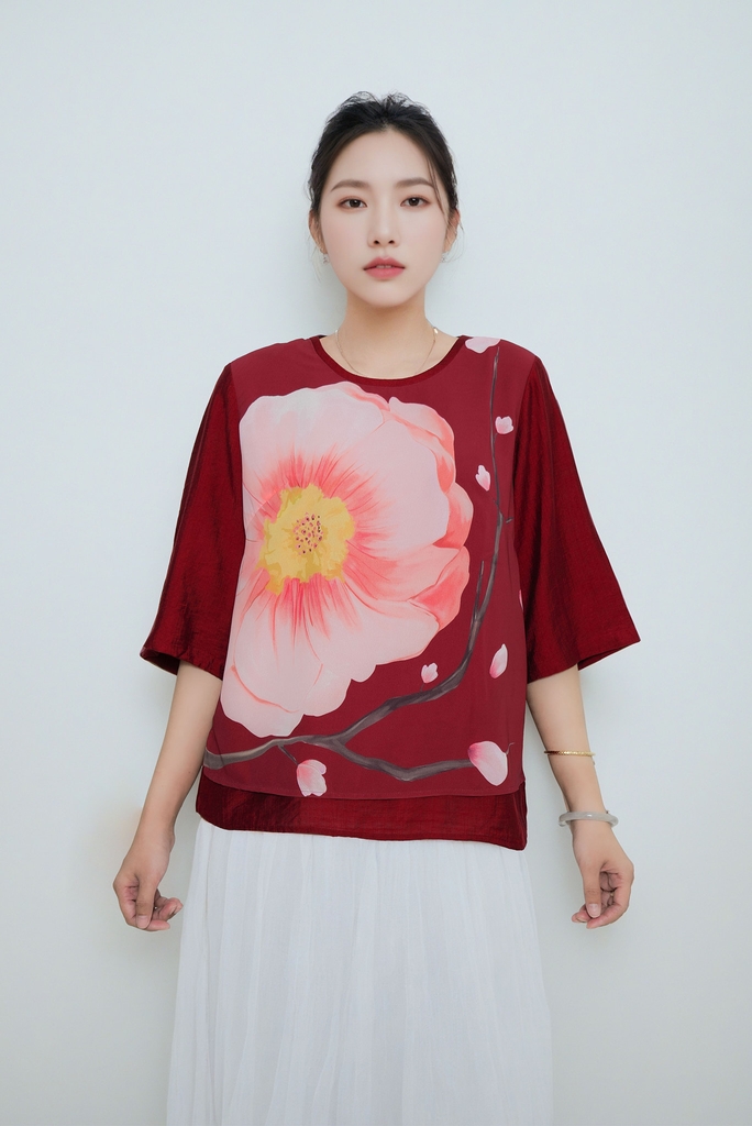 Áo Kiểu In Hoa Chất Liệu Lụa Hàn Swanlake - A11776LW01