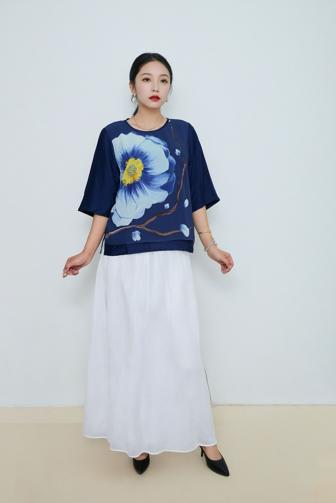 Áo Kiểu In Hoa Chất Liệu Lụa Hàn Swanlake - A11776LW01