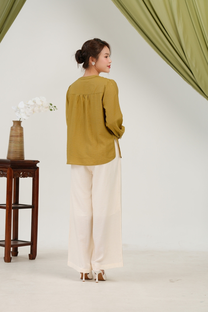 Áo Cổ Trụ Tay Dài Chất Tơ Linen Swanlake - A11939LW01