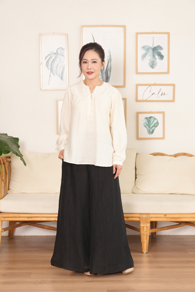 Áo Cổ Trụ Tay Dài Chất Tơ Linen Swanlake - A11939LW01