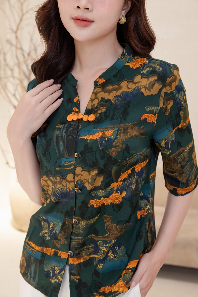 M-Collection - Áo Sơ Mi Cổ Trụ Kết Nút Tàu Chất Đũi Hàn - A11972LW01