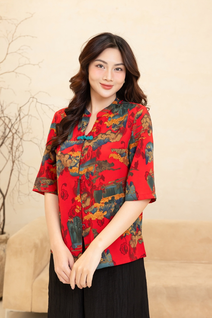 M-Collection - Áo Sơ Mi Cổ Trụ Kết Nút Tàu Chất Đũi Hàn - A11972LW01