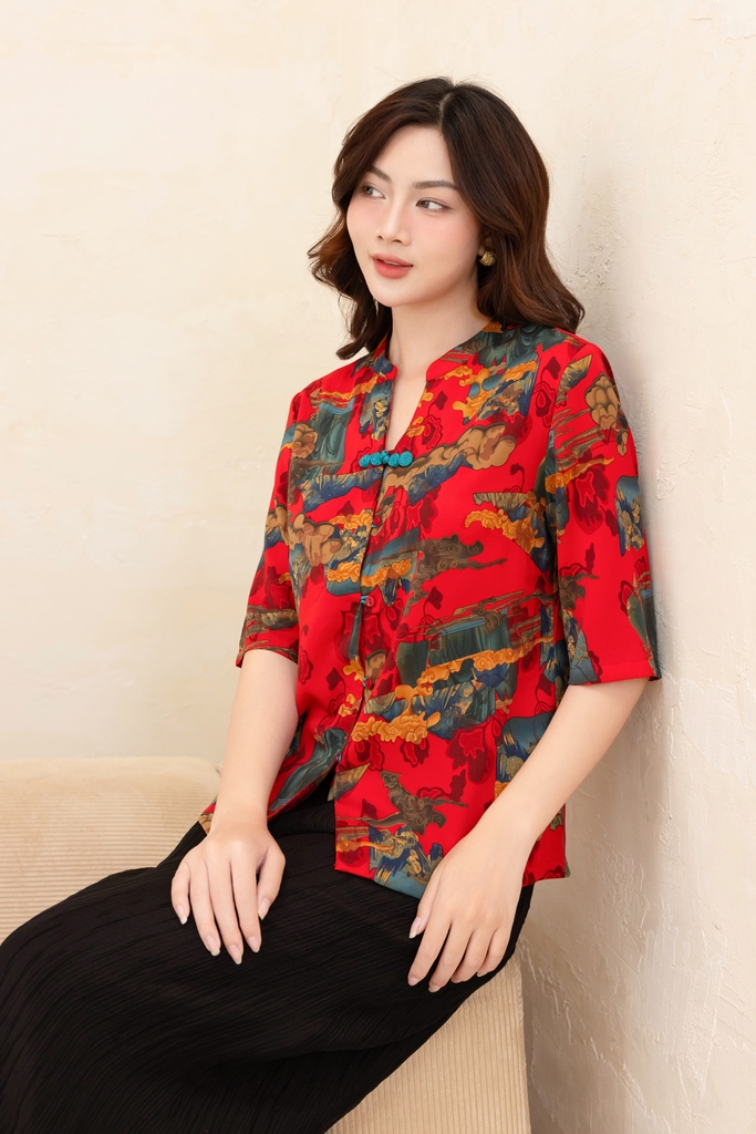 M-Collection - Áo Sơ Mi Cổ Trụ Kết Nút Tàu Chất Đũi Hàn - A11972LW01