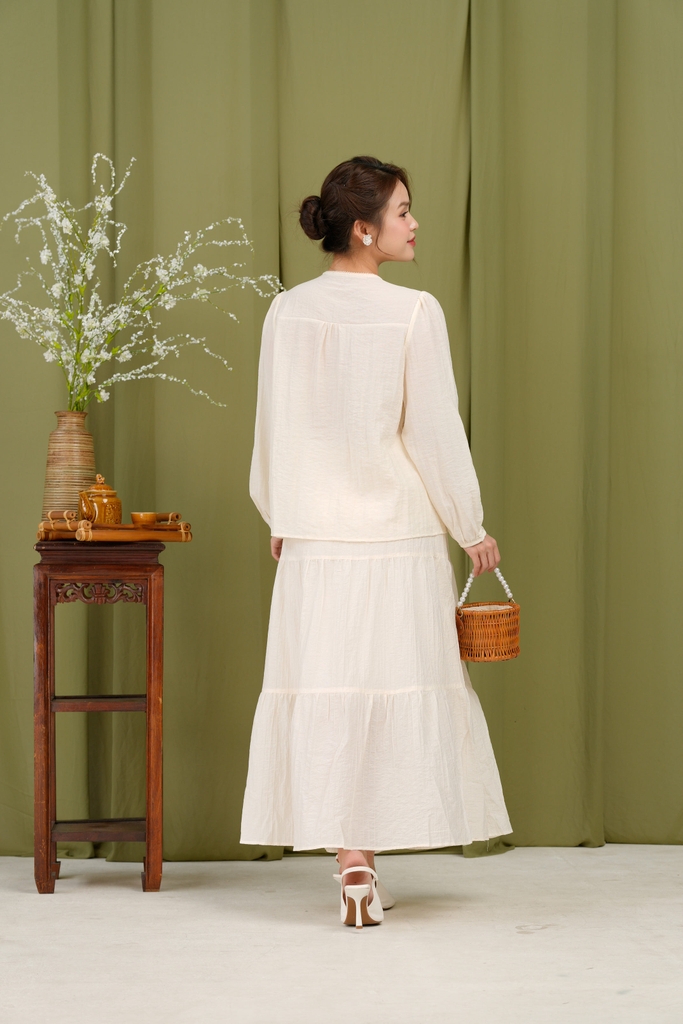 Áo Ren Tay Dài Chất Liệu Tơ Cát Swanlake - A12021MW01