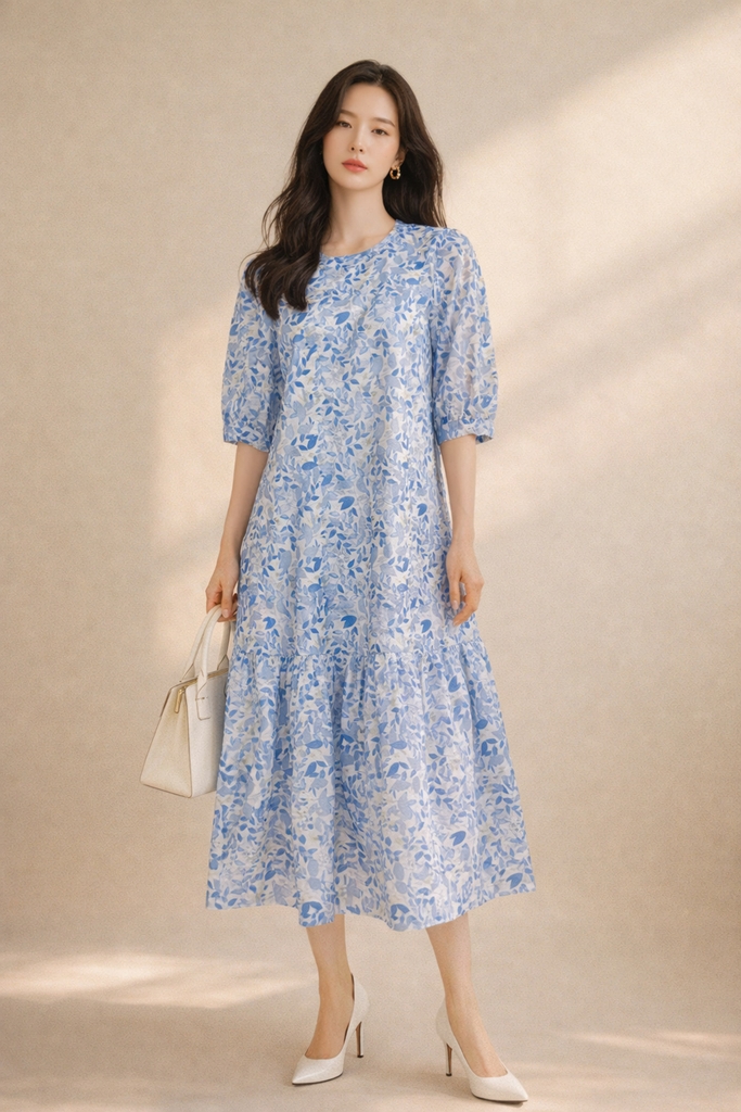 SWANLAKE | Váy Đầm Nữ Maxi Suông Đuôi Cá Vải Cotton Thêu Đục Lỗ 2 Lớp Có Túi Du Lịch Đi Biển D11522LW07