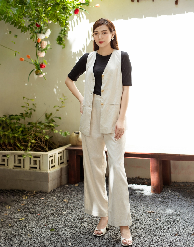 Bộ Vest Sát Nách Vải Linen Swanlake - B11148LW01