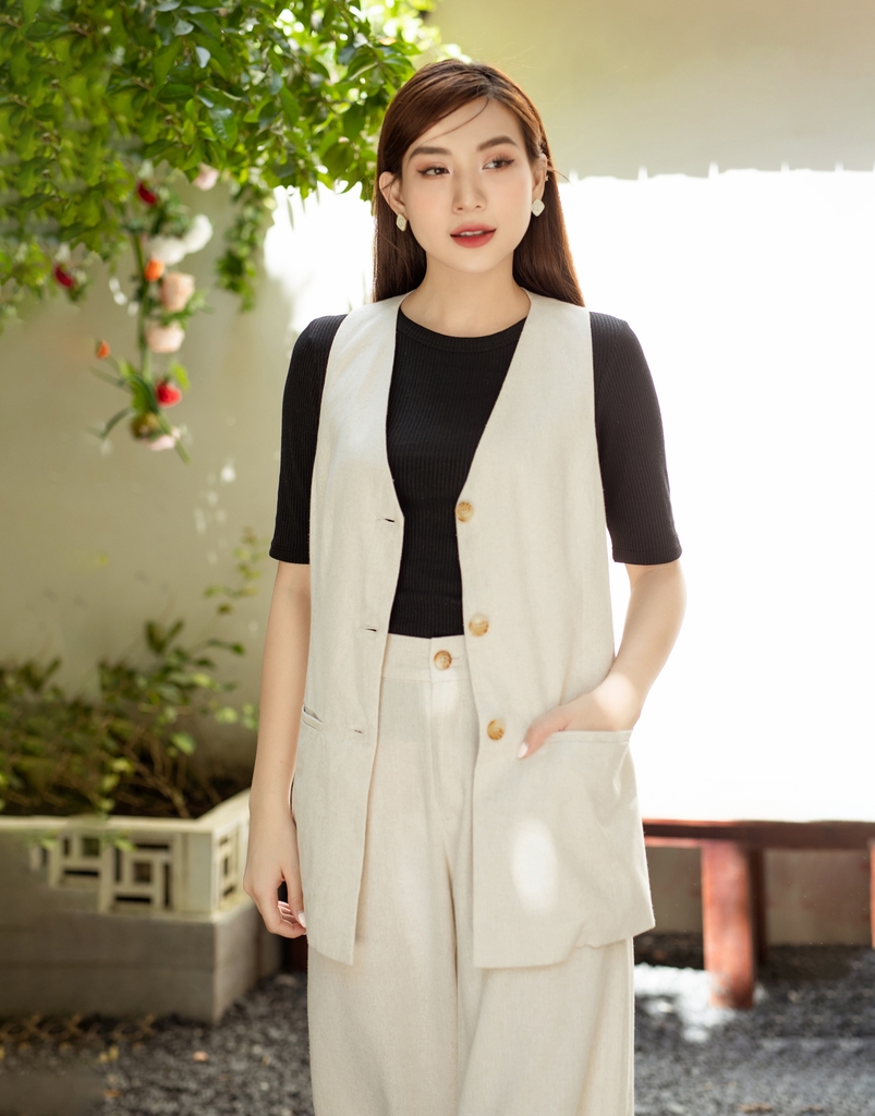 Bộ Vest Sát Nách Vải Linen Swanlake - B11148LW01