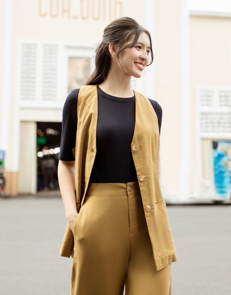 Bộ Vest Sát Nách Vải Linen Swanlake - B11148LW01