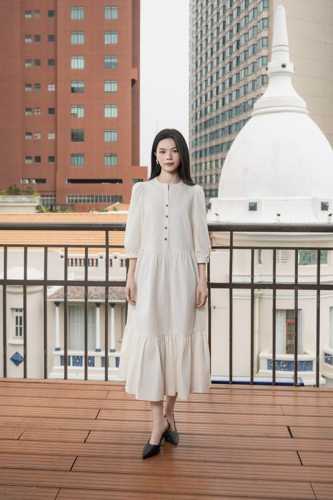 Swanlake | Váy Đầm Phom A Cổ Trụ Chất Liệu Cotton - D12355LW01