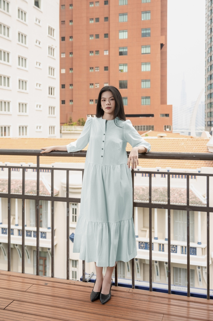 Swanlake | Váy Đầm Phom A Cổ Trụ Chất Liệu Cotton - D12355LW01