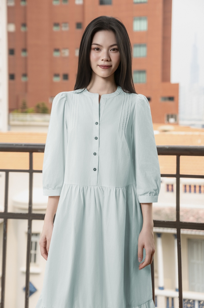 Swanlake | Váy Đầm Phom A Cổ Trụ Chất Liệu Cotton - D12355LW01