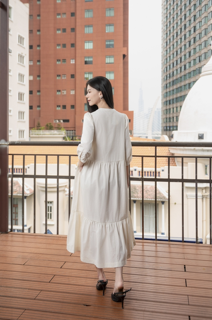 Swanlake | Váy Đầm Phom A Cổ Trụ Chất Liệu Cotton - D12355LW01