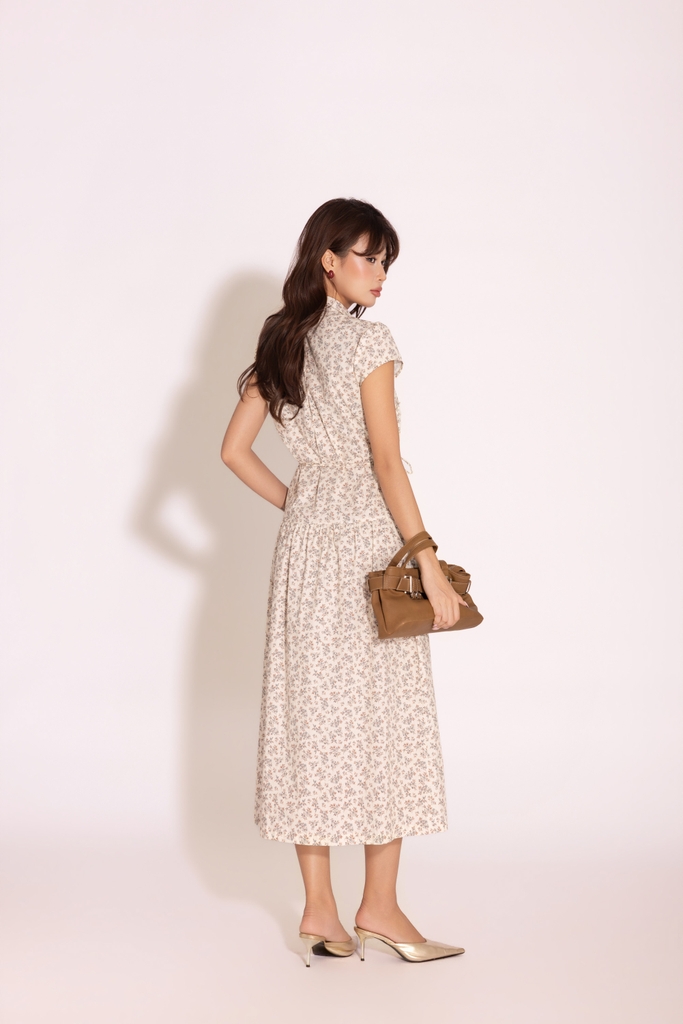 SWANLAKE | Váy Đầm Sơ Mi Nữ Tay Ngắn Dây Thắt Eo Vải Cotton Bông Nhí Công Sở Thanh Lịch D13487LW06