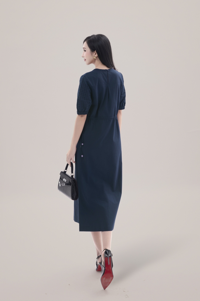 Váy Đầm Nữ Maxi Suông Vải Cotton Phối Ren Thêu Hoa Đục Lỗ 2 Lớp Có Túi Dạo Phố D13076LW01