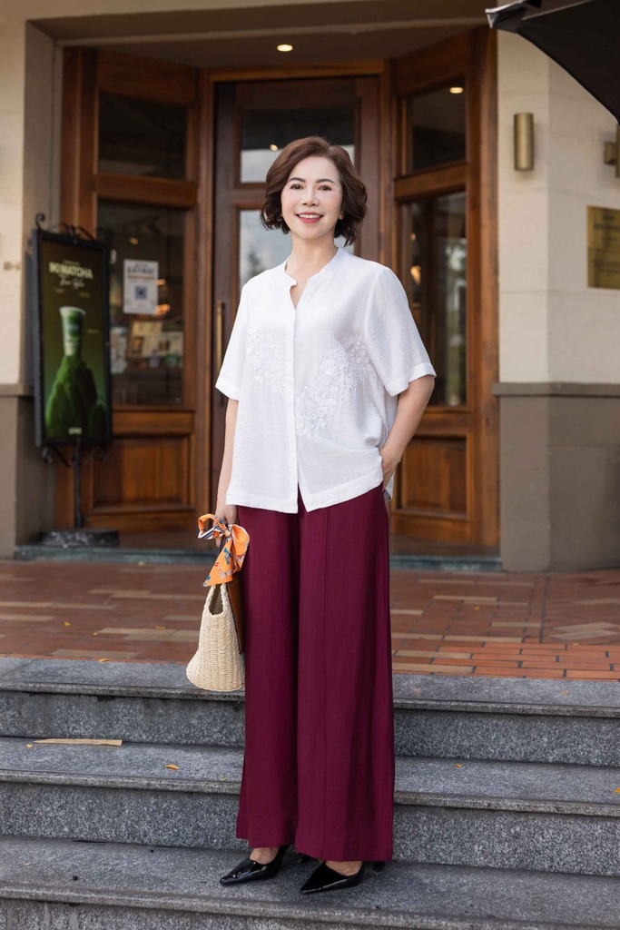 Quần Lụa hàn Ống Rộng Ly Gân Lưng Thun Swanlake - Q11402LW13