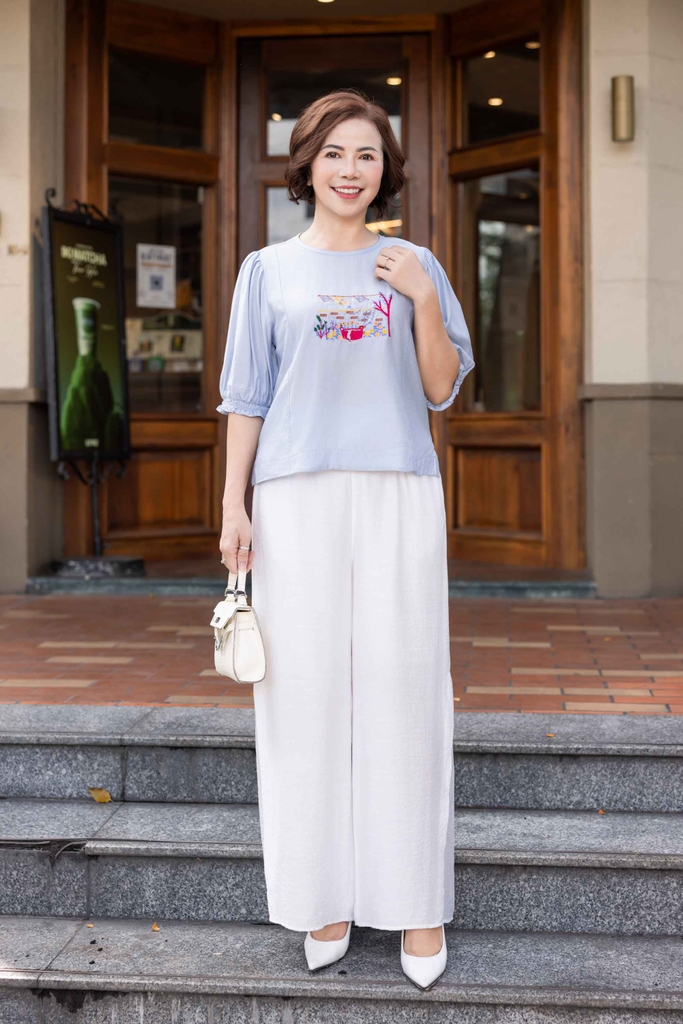 M COLLECTION | Quần Lụa Hàn Ống Suông Rộng Lưng Có Phối Tơ Q12640LW01