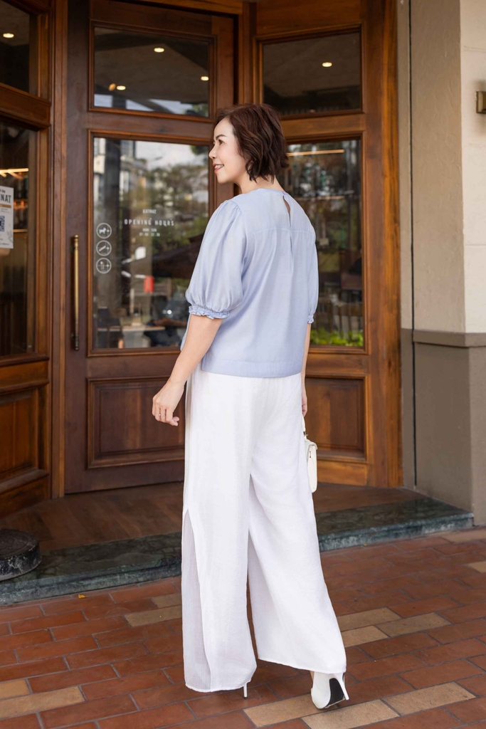 M COLLECTION | Quần Lụa Hàn Ống Suông Rộng Lưng Có Phối Tơ Q12640LW01