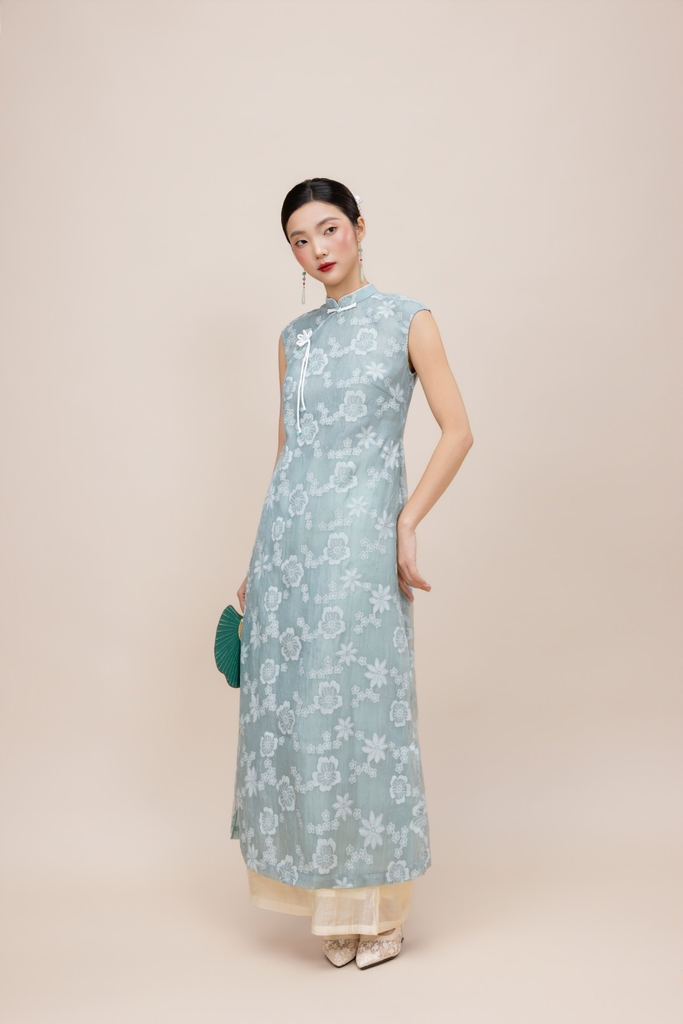 Áo Dài Cách Tân Chất Tơ Thêu Hoa L14127LW01