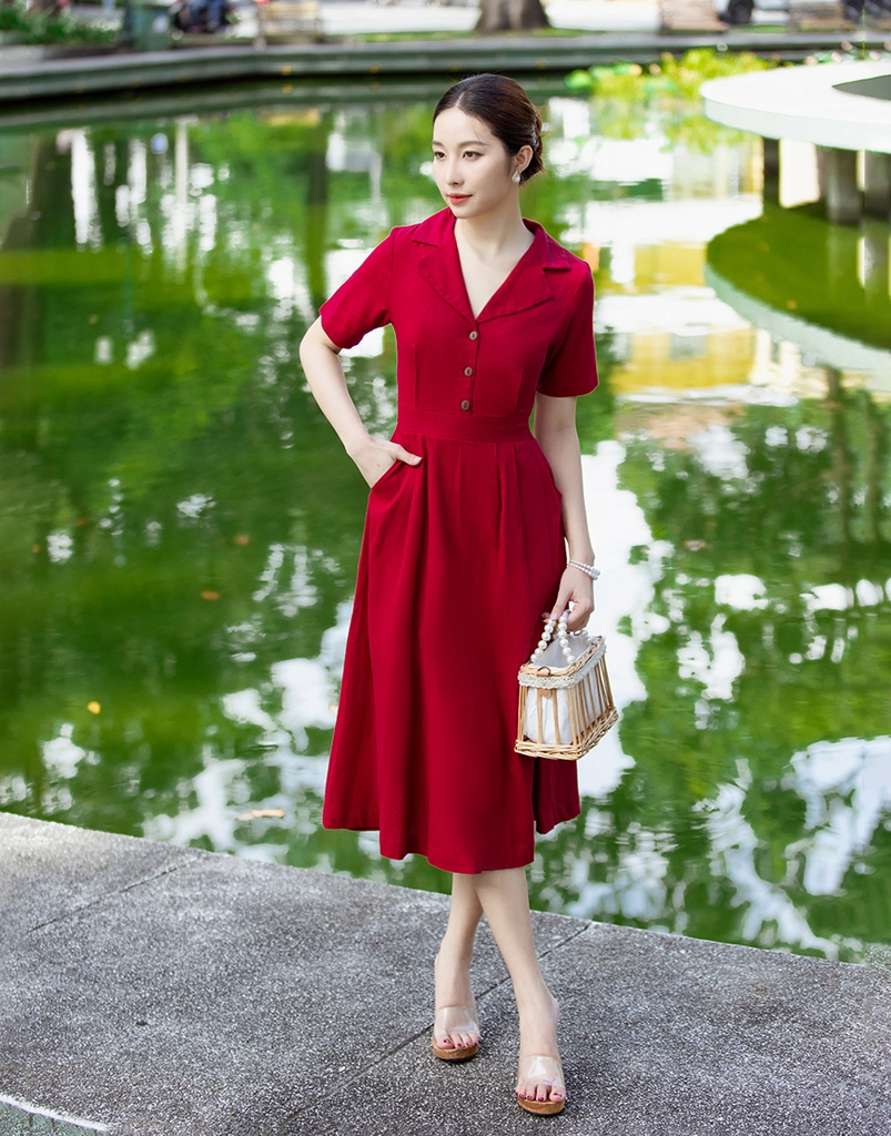 Đầm Sơ Mi Cổ Bẻ Linen Swanlake D09977LW03