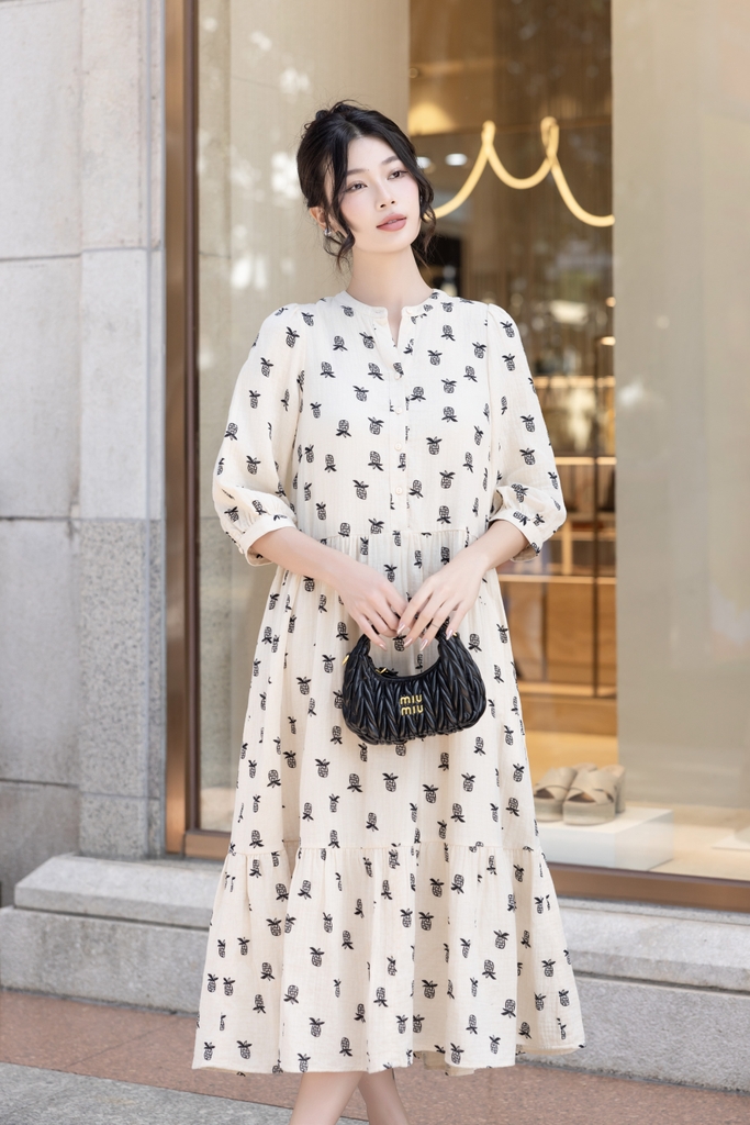 Đầm Maxi Phom Dài Chất Liệu Xô Muslin Swanlake - D10887LW02