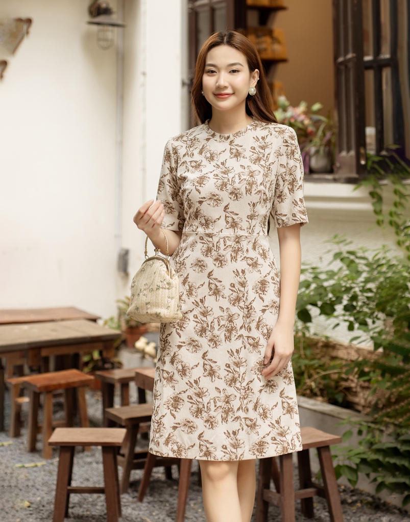 Đầm Phom A Vải Cotton Nhung Bông Swanlake - D11257LW01
