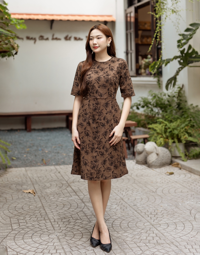 Đầm Phom A Vải Cotton Nhung Bông Swanlake - D11257LW01