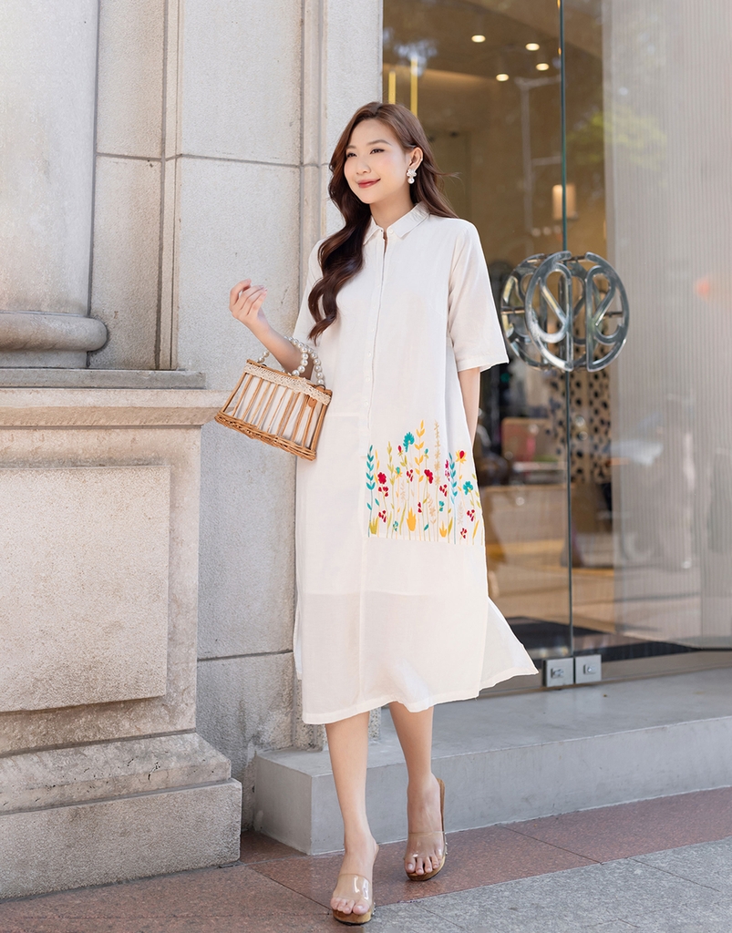Đầm Sơ Mi Thêu Swanlake - D11297LW04