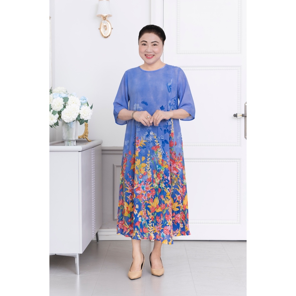 M-Collection - Đầm Voal Chân Bông Lót Chiffon - D11555LW02