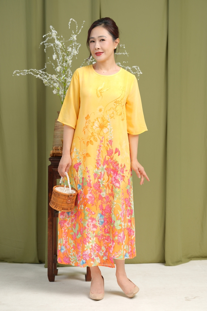 M-Collection - Đầm Voal Chân Bông Lót Chiffon - D11555LW02