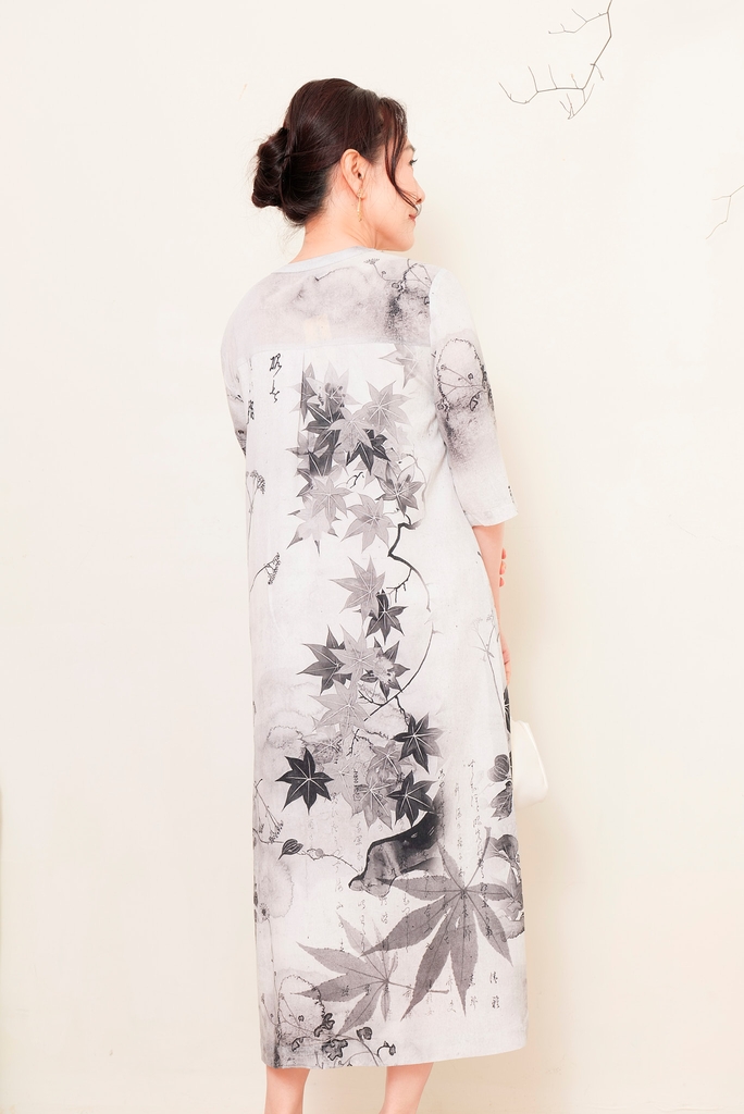 Đầm Suông Họa Tiết Chất Liệu Đũi Bông Swanlake - D11777LW01