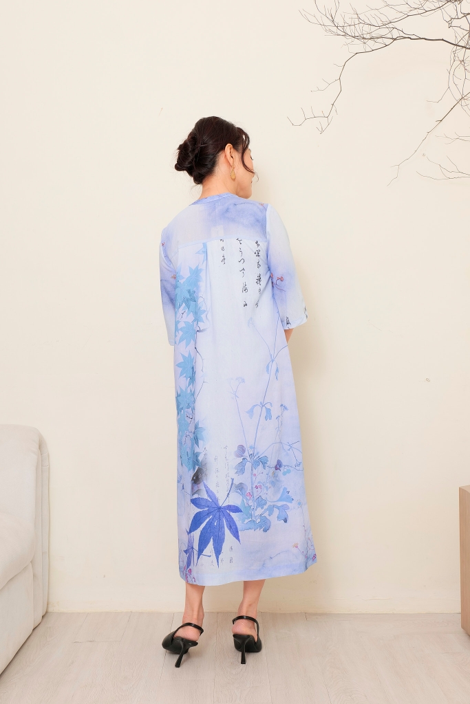 Đầm Suông Họa Tiết Chất Liệu Đũi Bông Swanlake - D11777LW01