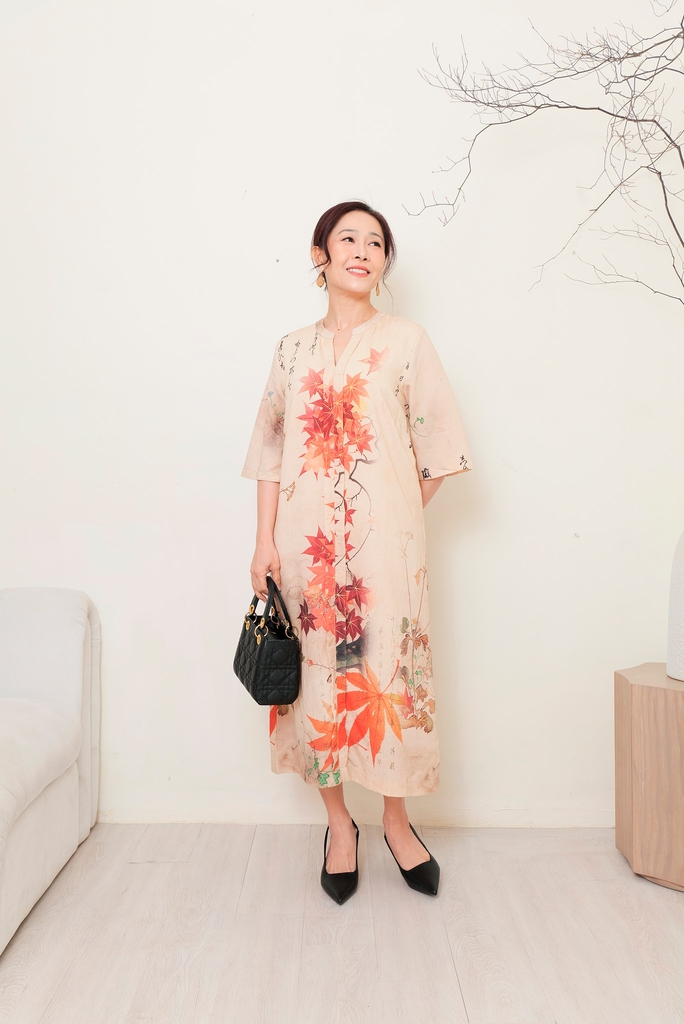 Đầm Suông Họa Tiết Chất Liệu Đũi Bông Swanlake - D11777LW01