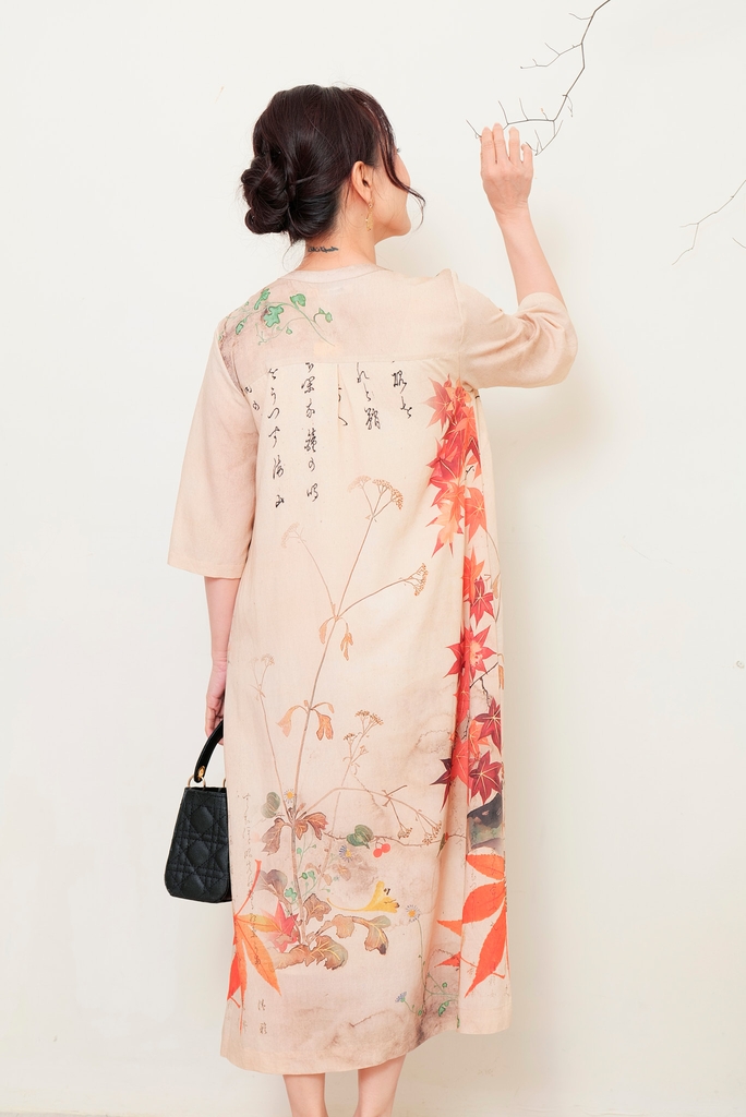 Đầm Suông Họa Tiết Chất Liệu Đũi Bông Swanlake - D11777LW01