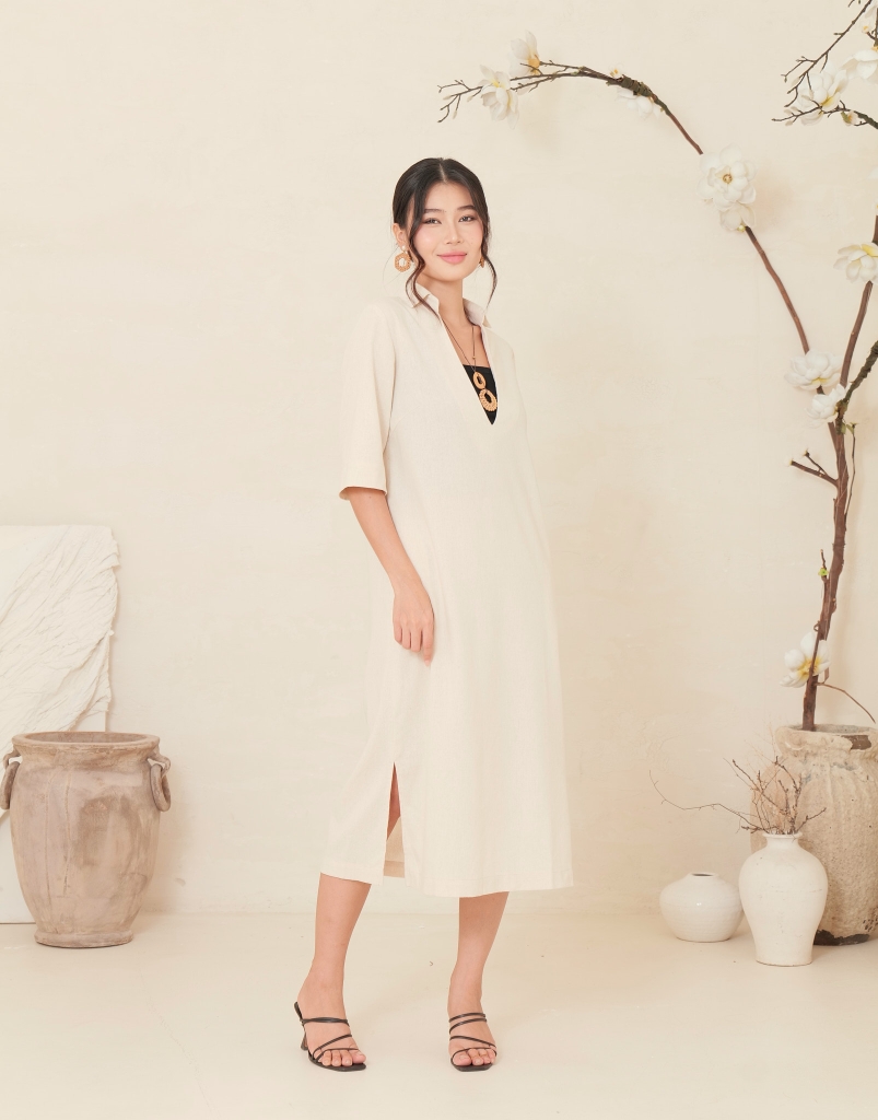 Đầm Sơ Mi Suông Tay Lỡ Linen Swanlake - D11880LW01