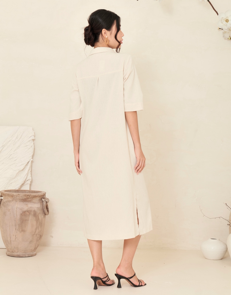 Đầm Sơ Mi Suông Tay Lỡ Linen Swanlake - D11880LW01