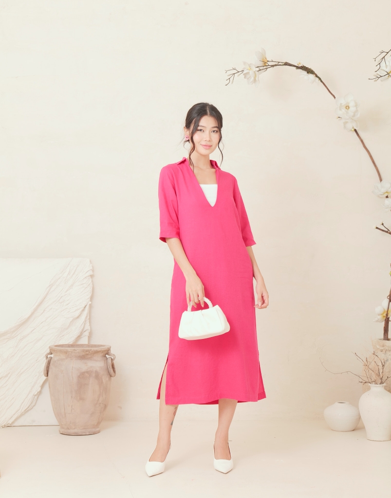 Đầm Sơ Mi Suông Tay Lỡ Linen Swanlake - D11880LW01