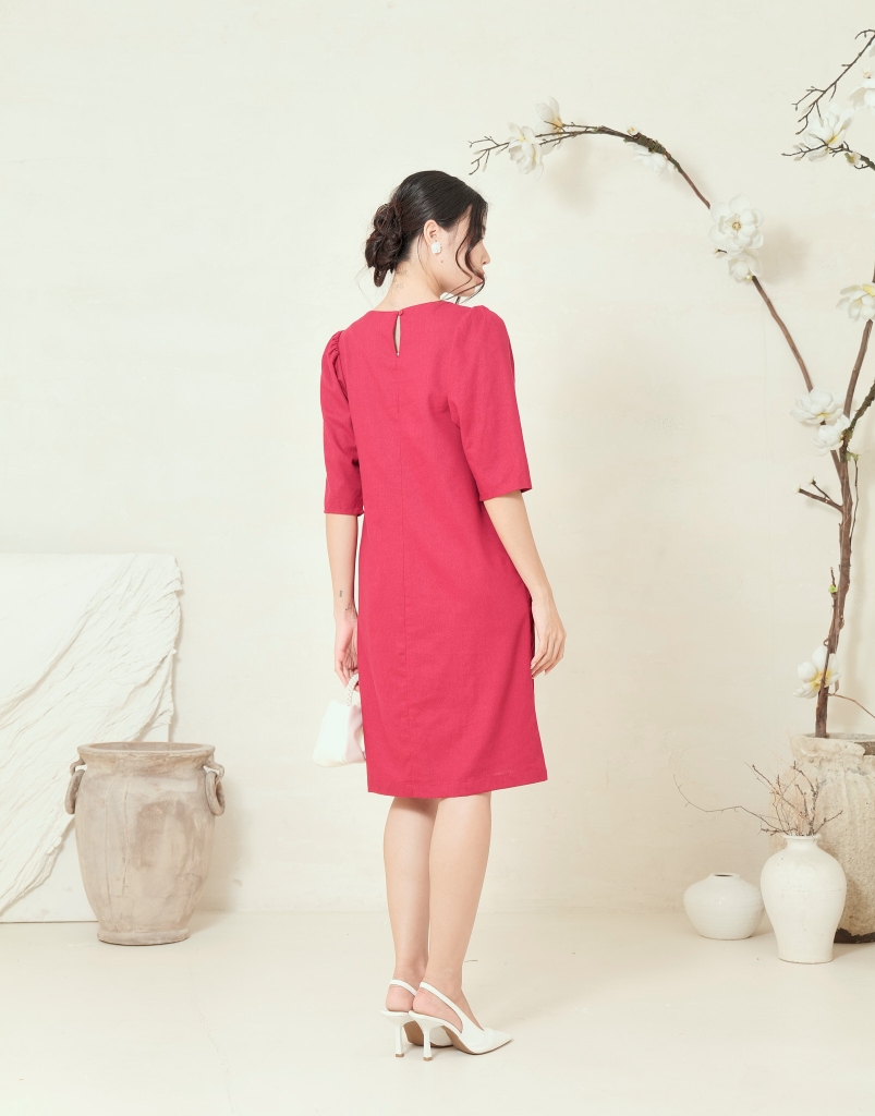 Đầm Thêu Hai Bên Tà Chất Liệu Linen Swanlake - D11953LW01