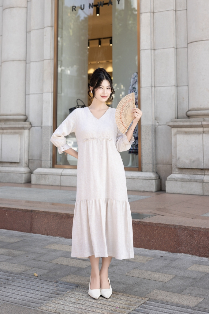 Đầm Linen Trơn Tay Lỡ Phom Suông Dài Swanlake - D12270LW01