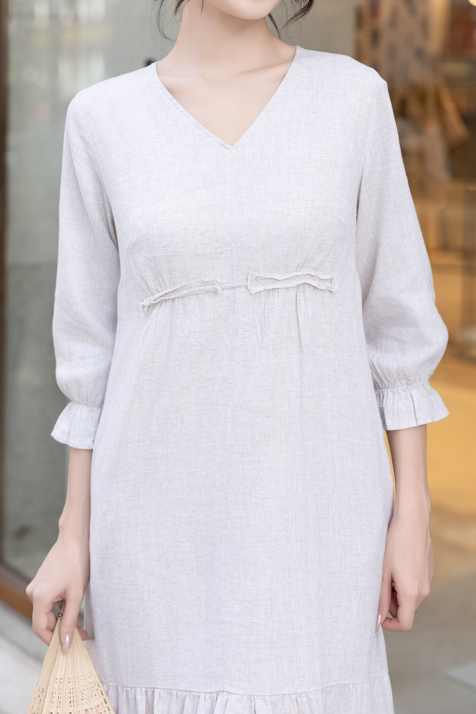 Đầm Linen Trơn Tay Lỡ Phom Suông Dài Swanlake - D12270LW01