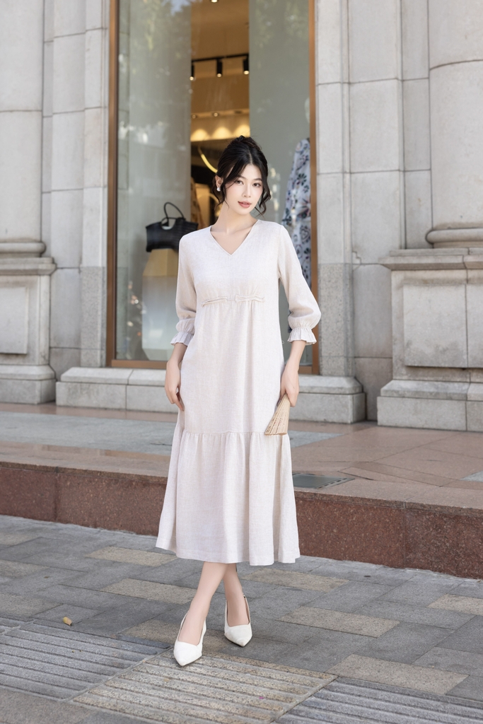 Đầm Linen Trơn Tay Lỡ Phom Suông Dài Swanlake - D12270LW01