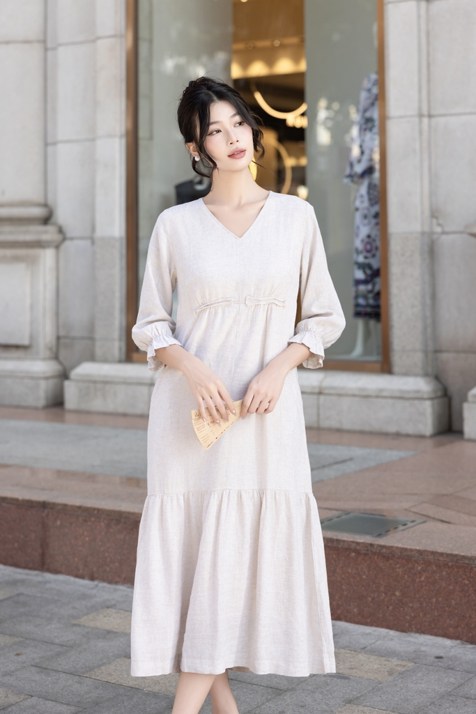Đầm Linen Trơn Tay Lỡ Phom Suông Dài Swanlake - D12270LW01