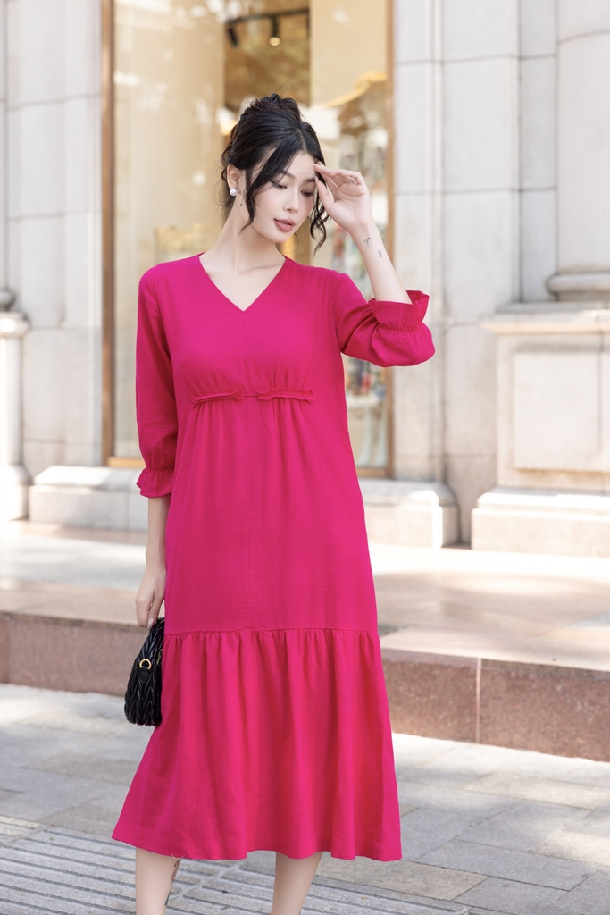 Đầm Linen Trơn Tay Lỡ Phom Suông Dài Swanlake - D12270LW01