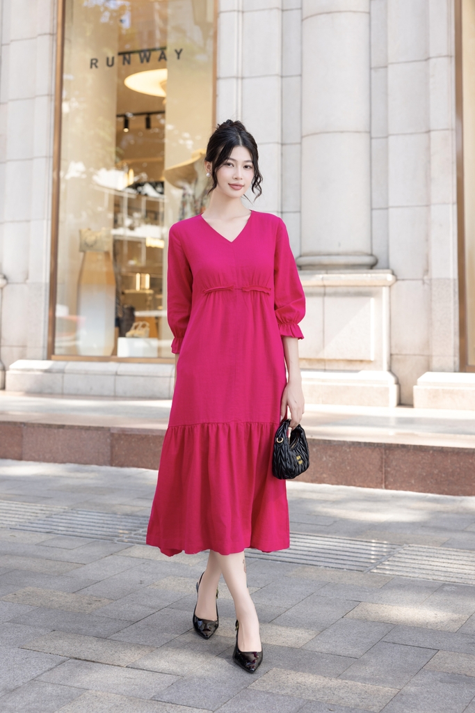 Đầm Linen Trơn Tay Lỡ Phom Suông Dài Swanlake - D12270LW01