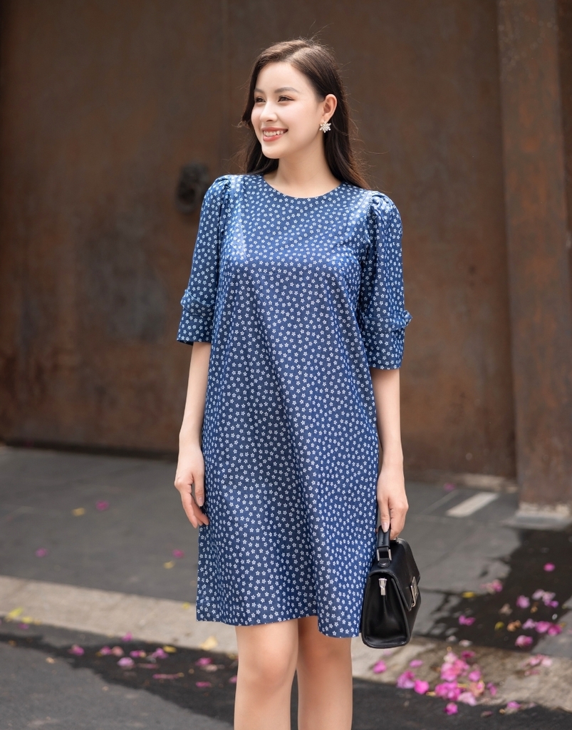 Đầm Jean Wash Suông Tay Nẹp - D09293LW07