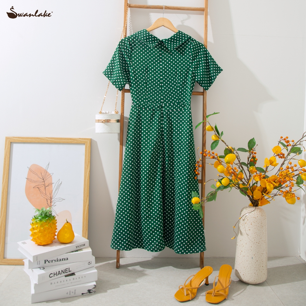 Đầm lụa chấm bi, Mã: D09977LW01