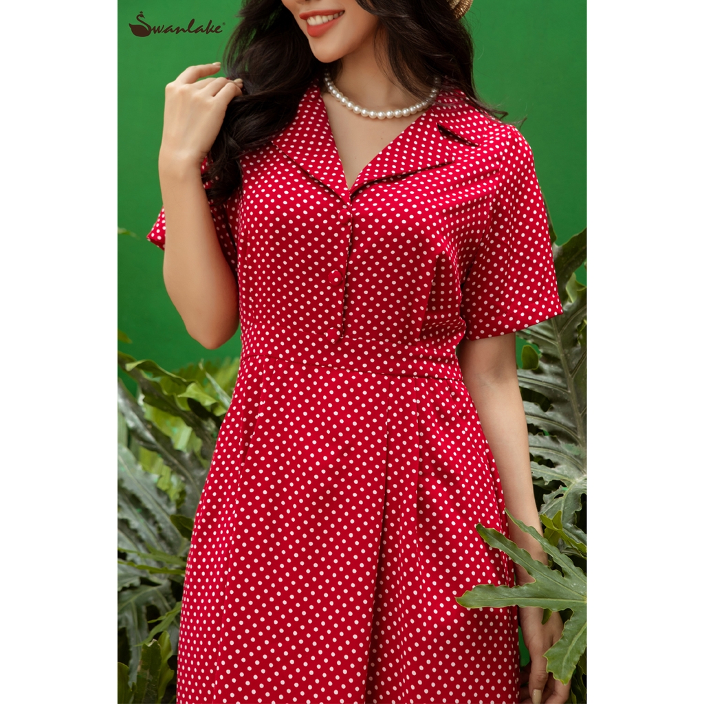 Đầm lụa chấm bi, Mã: D09977LW01